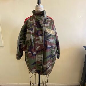 Camouflage Jacket with Red and Gold Details